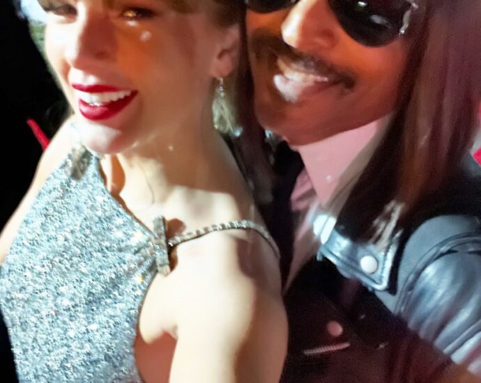 Taylor Swift swapped Chiefs-red dress for glittering silver mini at Grammys 2025 afterparty