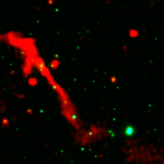 Black hole space volcano erupts after 100 million year nap