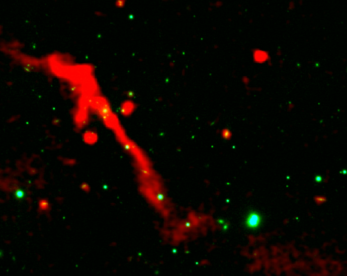 Black hole space volcano erupts after 100 million year nap