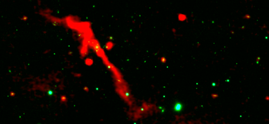 Black hole space volcano erupts after 100 million year nap