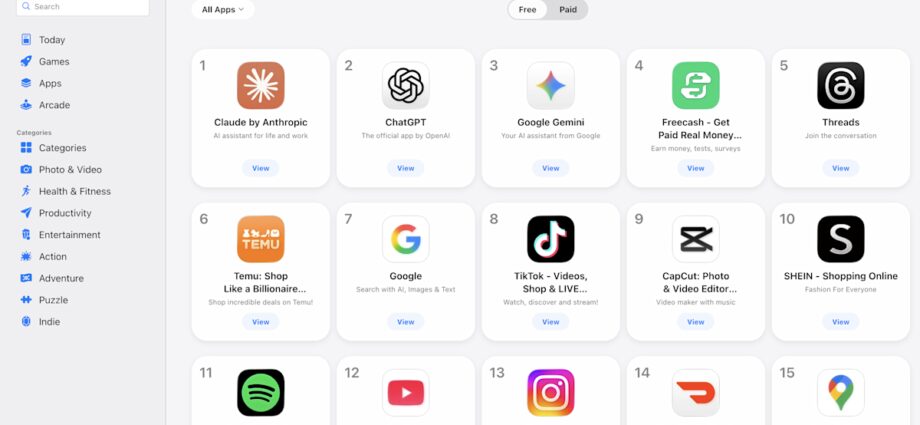 Anthropic’s Claude grabs top spot in App Store after Trump’s ban
