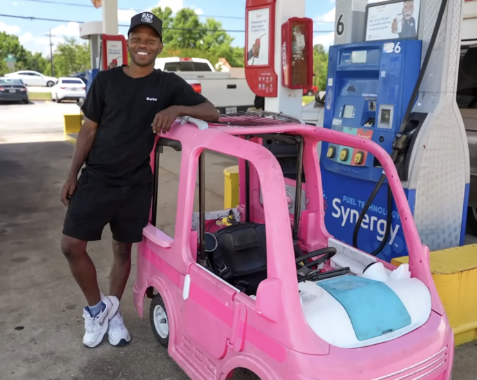 Handyman adapts Barbie Dream Camper to handle soaring gas prices