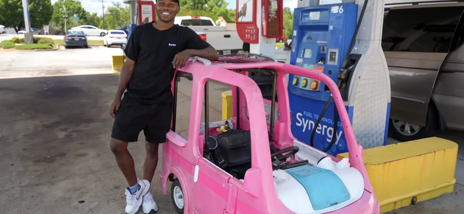 Handyman adapts Barbie Dream Camper to handle soaring gas prices