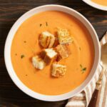 Creamy Sun-Dried Tomato Soup with Grilled Cheese Croutons